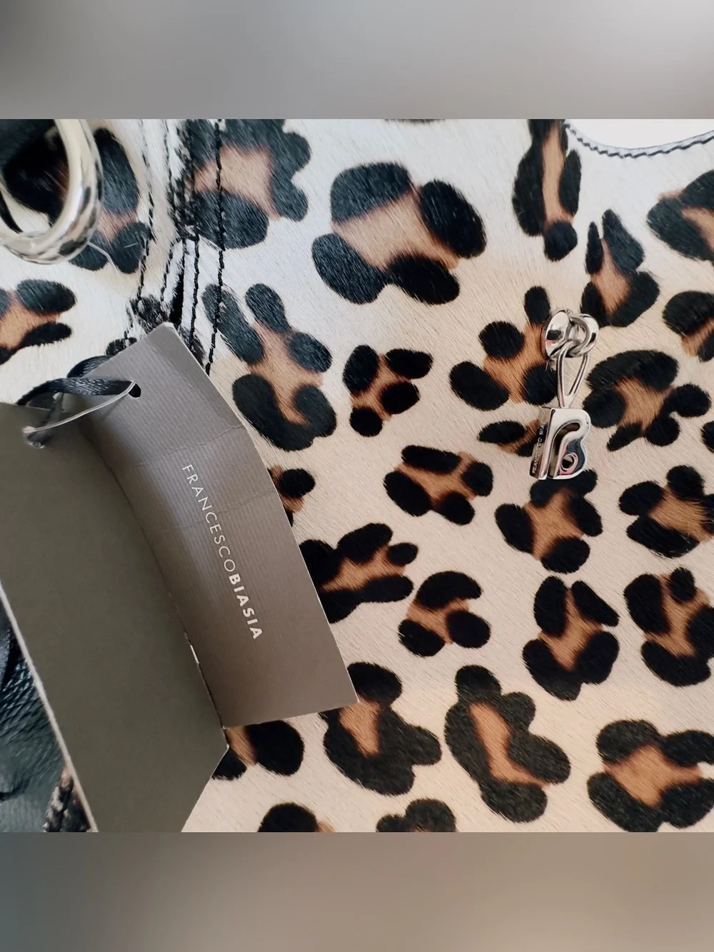 NWT Francesco Biasia Copacabana Leopard Calf Hair Handbag